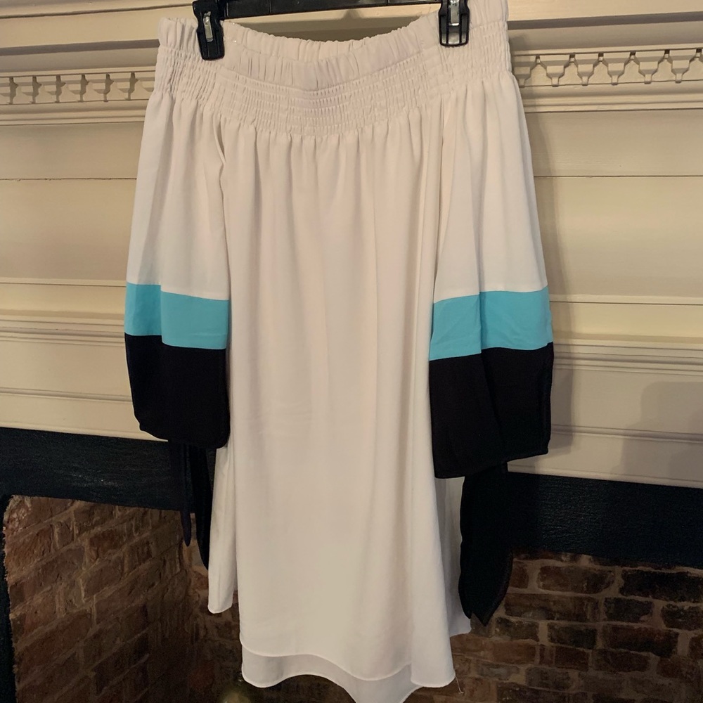 Do & Be Revolve Off The Shoulder Color-block Dress